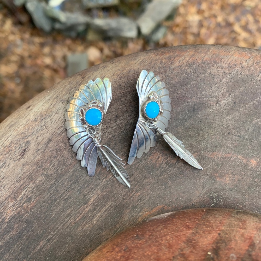SOLD VINTAGE Randall Tom Navajo Dine’ Earrings - Picture 8 of 10